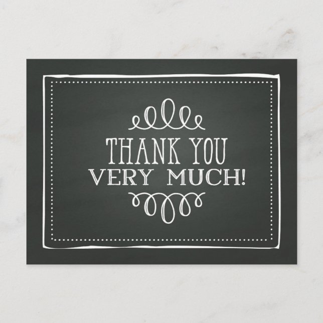 Elegant Chalkboard Thank You – Minimalist Postcard (Front)