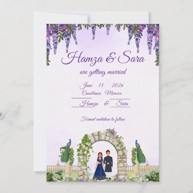 Elegant Chalkboard Wedding Invitation | Floral Sav (Front)