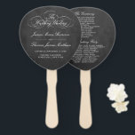 Elegant Chalkboard Wedding Program Template Hand Fan<br><div class="desc">Celebrate in style with these trendy wedding program hand fans. This design is easy to personalise with your special event wording and your guests will be thrilled when they receive these fabulous programs.</div>
