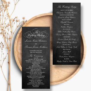 Elegant Chalkboard Wedding Program Template Rack Card