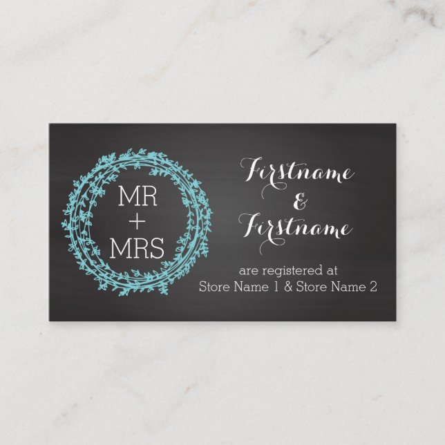 Elegant Chalkboard Wedding Registry & Website Card (Front)