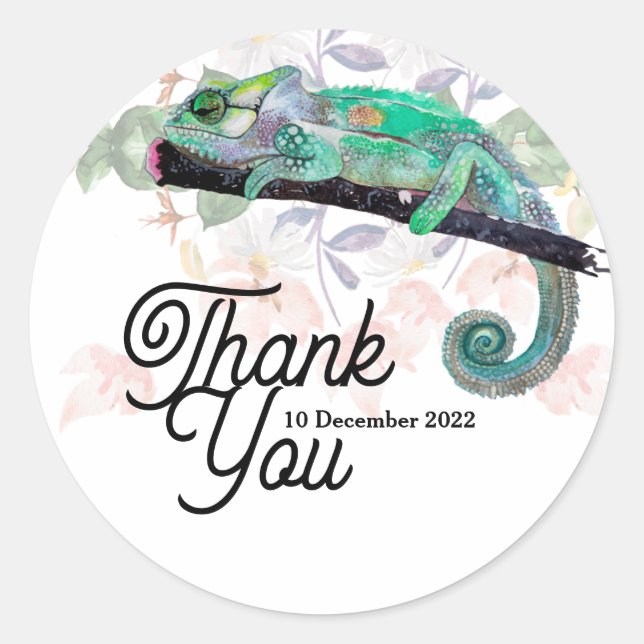 Elegant Chameleon Painted Personalised Sticker (Front)