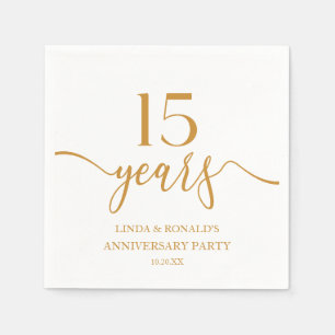 Elegant Champagne 15th Wedding Anniversary Napkin