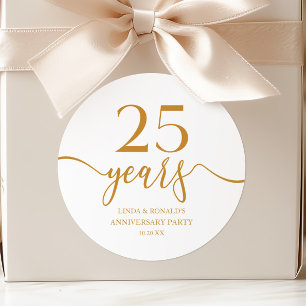 Elegant Champagne 25th Wedding Anniversary Classic Round Sticker