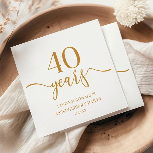 Elegant Champagne 40th Wedding Anniversary Napkin (Creator Uploaded)