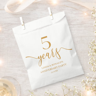 Elegant Champagne 5th Wedding Anniversary Favour Bags