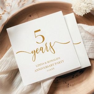 Elegant Champagne 5th Wedding Anniversary Napkin