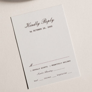 Elegant Champagne and Brown Wedding RSVP Card