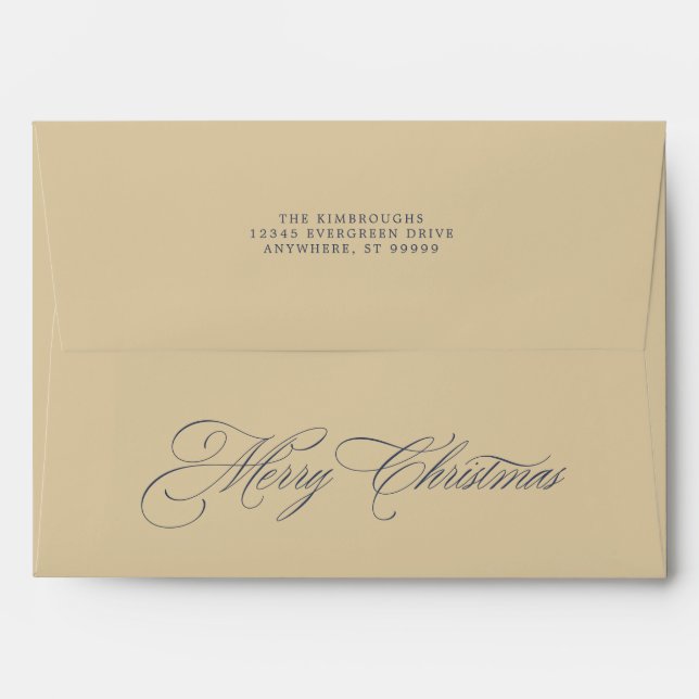 Elegant Champagne and Slate Blue Christmas Envelope (Back (Top Flap))