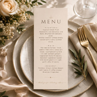 Elegant Champagne Beige Editorial Wedding Menu