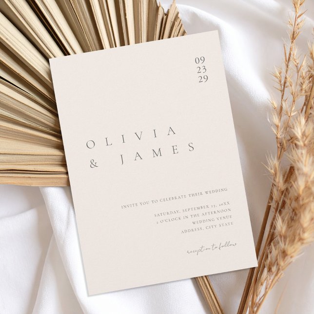 Elegant Champagne Beige Minimalist Wedding Invitation (Creator Uploaded)