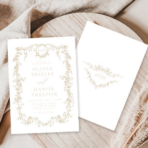 Elegant Champagne Beige Victorian Wedding Invitation
