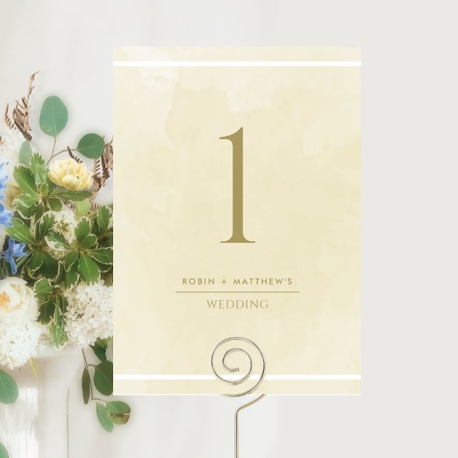 Elegant Champagne Cream Watercolor Table Number (Creator Uploaded)