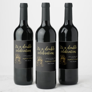 Elegant Champagne Double Celebration Joint Party Wine Label
