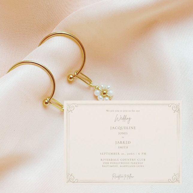 Elegant Champagne Flourish Wedding  Invitation (Creator Uploaded)