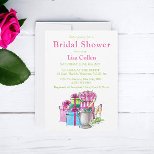 Elegant Champagne & Gifts Bridal Shower Invitation