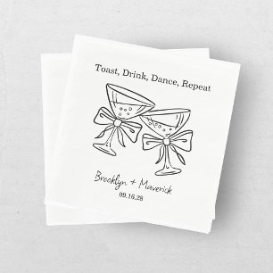 Elegant Champagne Glass Cocktail Wedding  Napkin