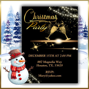 Elegant Champagne Glasses Christmas Party Invitation
