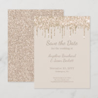 Elegant Champagne Glitter Wedding Save The Date