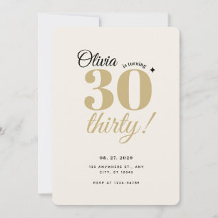 Elegant Champagne Gold 30th Birthday Rounded Invitation