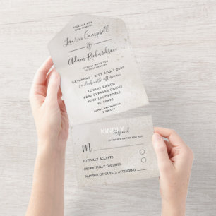 Elegant Champagne & Gold Glitter Wedding All In One Invitation