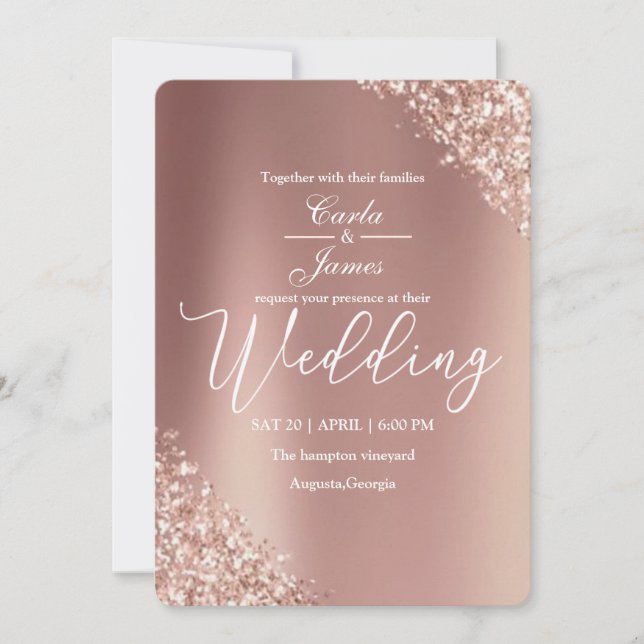 elegant champagne gold Luxury wedding  Invitation (Front)