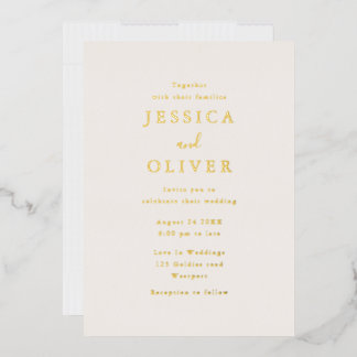 Elegant Champagne & Gold Text Wedding