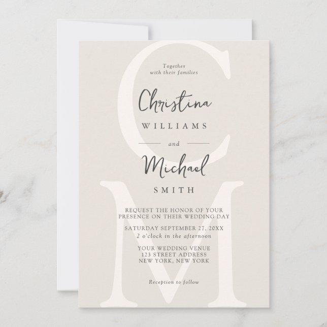 Elegant Champagne Minimal Chic Wedding Invitation (Front)