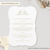 Elegant Champagne Monogram Guest Information Card