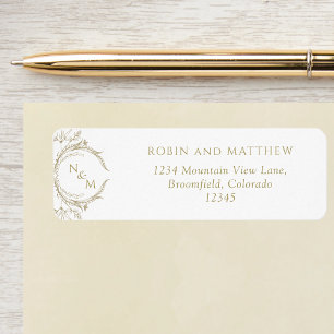 Elegant Champagne Monogram Wedding Return Address