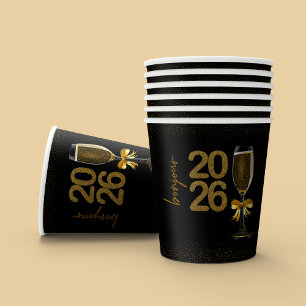 Elegant Champagne New Year's Eve Paper Cups