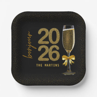 Elegant Champagne New Year's Eve Paper Plate