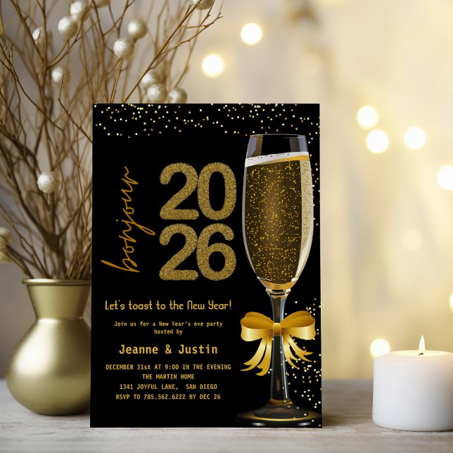 Elegant Champagne New Year's Eve Party Invitation (Creator Uploaded)