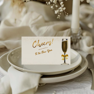 Elegant Champagne New Year's Eve Place Card