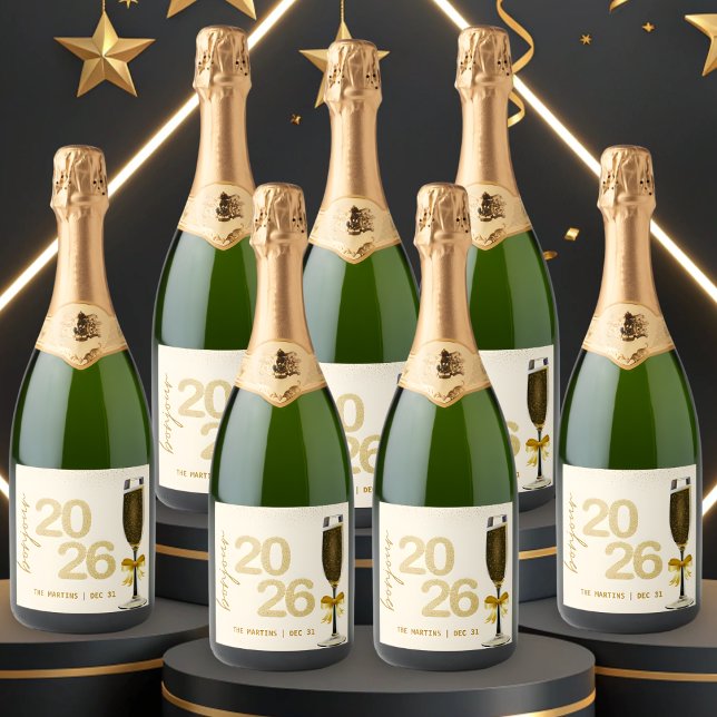 Elegant Champagne New Year's Eve Sparkling Wine Label (Creator Uploaded)