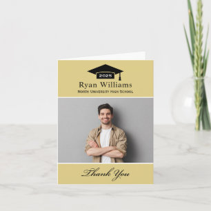 Elegant Champagne Personalised Graduation Photo Thank You Card