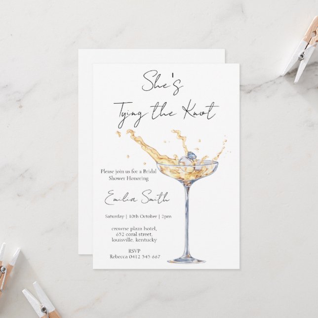 Elegant Champagne| ring Bridal Shower Invitation (Front/Back In Situ)