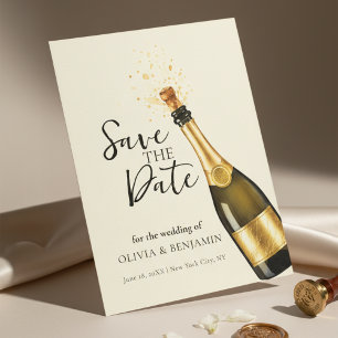 Elegant Champagne Save the Date Wedding Invitation