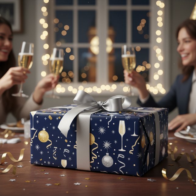 Elegant Champagne & Sparkle New Year Wrapping Paper (Creator Uploaded)