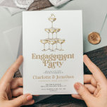 Elegant Champagne Stylish Retro Engagement Party Invitation<br><div class="desc">Elegant Champagne Stylish Retro Engagement Party Invitation</div>