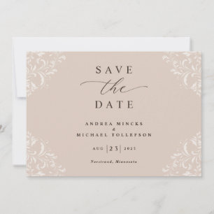 Elegant Champagne Tan Wedding Vintage Save The Date