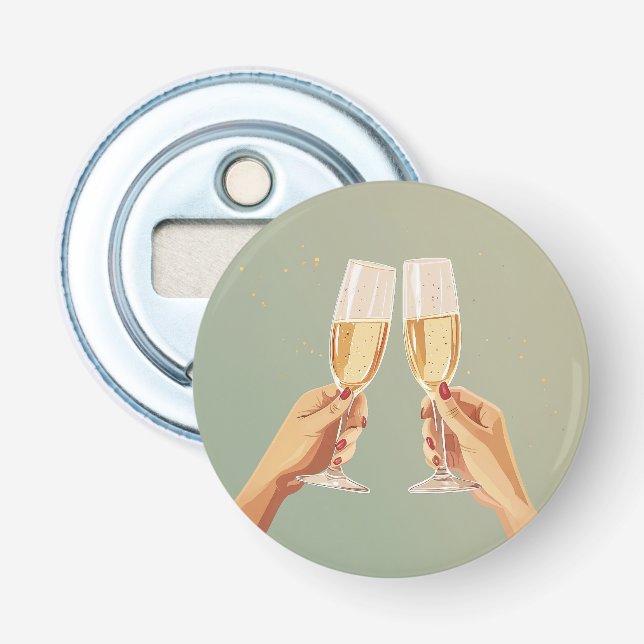 Elegant Champagne Toast Celebration Bottle Opener (Front)