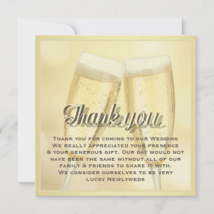 Elegant Champagne Toast Photo Wedding Thank You Card