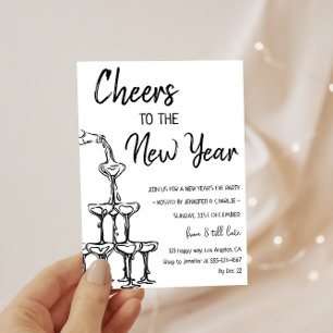 Elegant Champagne Tower New Year’s Eve Party Invitation