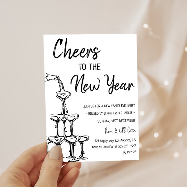 Elegant Champagne Tower New Year’s Eve Party       Invitation (Creator Uploaded)