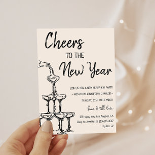 Elegant Champagne Tower New Year’s Eve Party Invitation