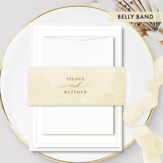 Elegant Champagne Watercolor, Wedding Invitation B Belly Band (Creator Uploaded)