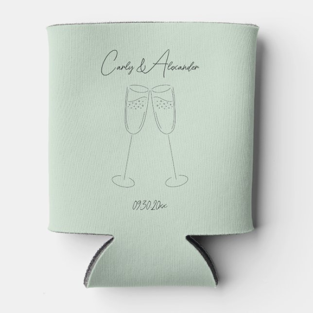 Elegant Champagne Wedding Engagement Can Cooler (Front)