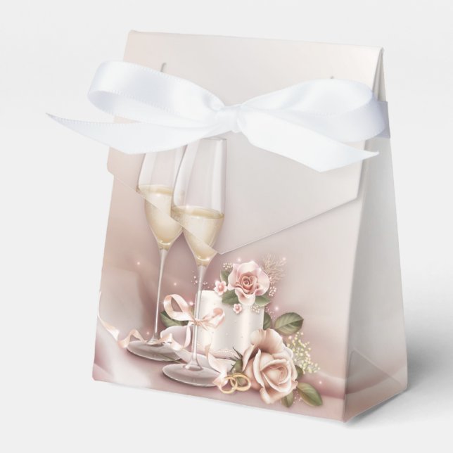 Elegant Champagne Wedding Favour Box (Front Side)