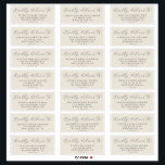 Elegant Champagne Wedding Guest Address Labels<br><div class="desc">These elegant champagne wedding guest address labels are perfect for a simple wedding. The minimalist light beige and grey design features fancy romantic typography with modern glam style. Customisable in any colour. Keep the design minimal and classy, as is, or personalise it by adding your own graphics and artwork. Customise...</div>